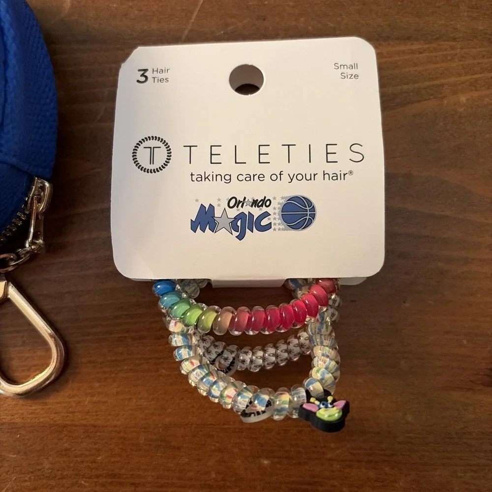 ORLANDO MAGIC X TELETIES Blue Keychain Pouch w/3 Stuff The Magic Dragon Hair Tie